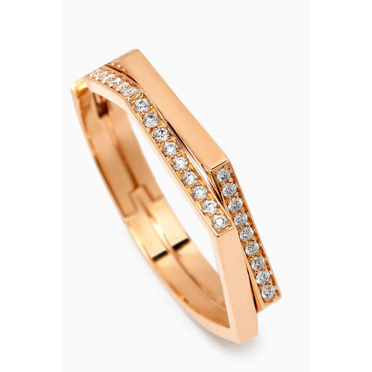 Repossi - Antifer 2 Rows Diamond Single Earring in 18kt Rose Gold