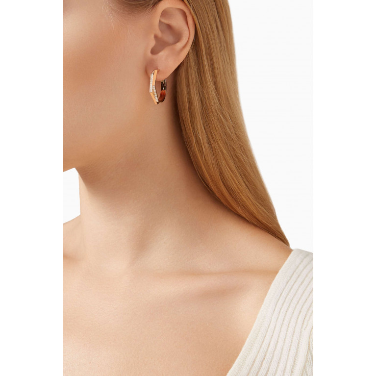 Repossi - Antifer 2 Rows Diamond Single Earring in 18kt Rose Gold