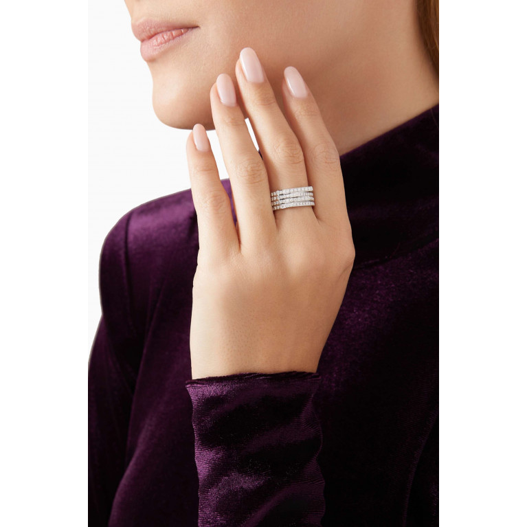 Repossi - Antifer 4 Rows Pavé Diamond Ring in 18kt White Gold