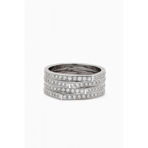 Repossi - Antifer 4 Rows Pavé Diamond Ring in 18kt White Gold