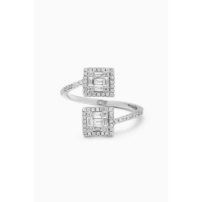 KHAILO SILVER - Two-square Crystal Ring in Sterling Silver