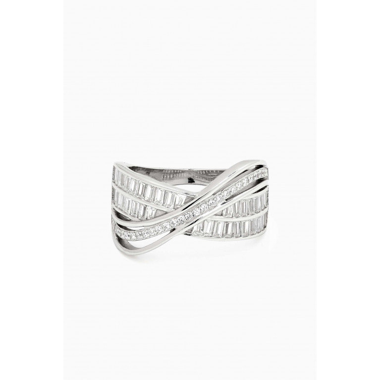 KHAILO SILVER - Sriss-cross Stone Ring in Sterling Silver