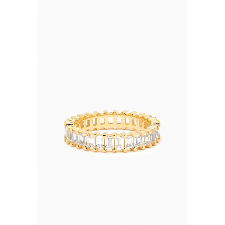 KHAILO SILVER - Tamtur Baguette Crystal Ring in Gold-plated Sterling Silver
