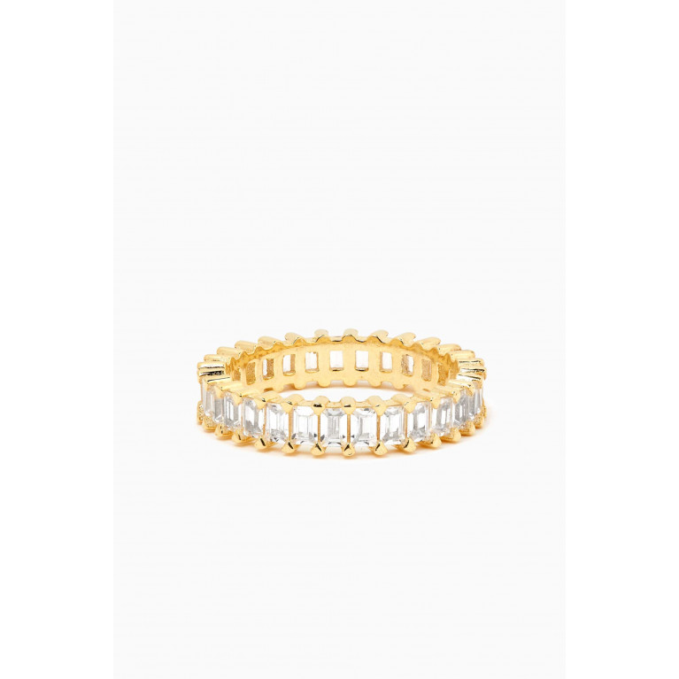 KHAILO SILVER - Tamtur Baguette Crystal Ring in Gold-plated Sterling Silver