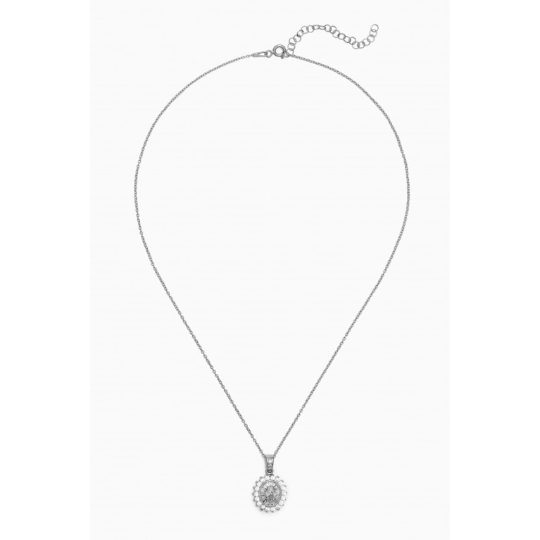 KHAILO SILVER - Oval Stone Pendant Necklace in Sterling Silver