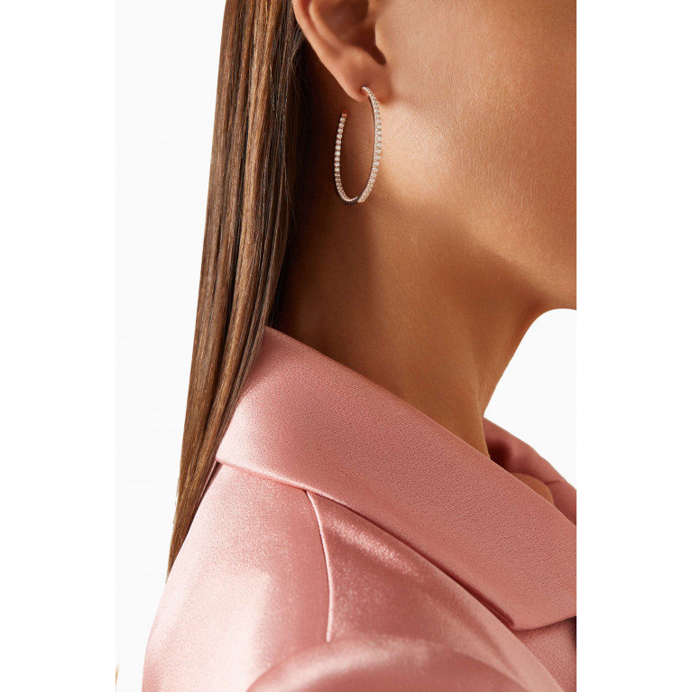 KHAILO SILVER - Stone Hoop Earrings in Rose Gold-plated Sterling Silver