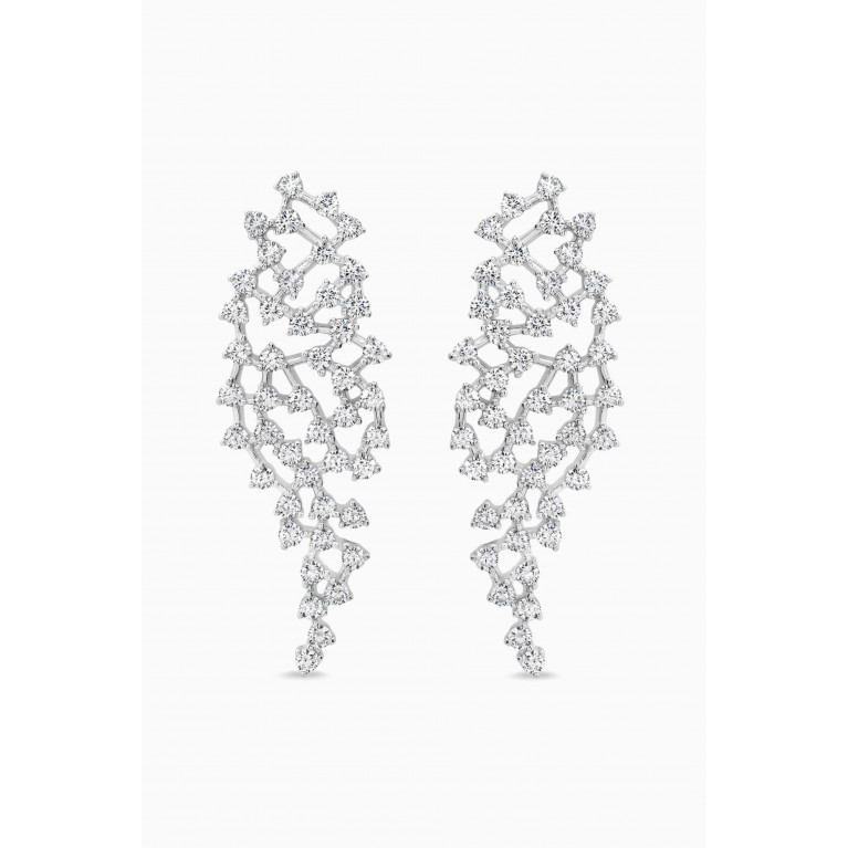 Tai Jewelry - Lacey Crystal Cascading Earrings in Sterling Silver