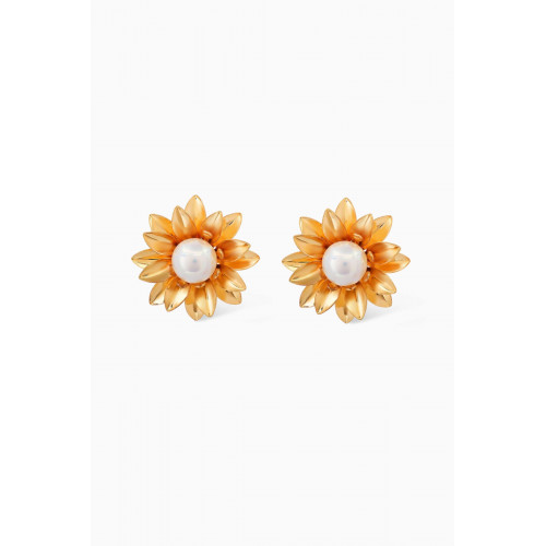 Tai Jewelry - Sunflower Stud Earrings in Gold-plated Brass