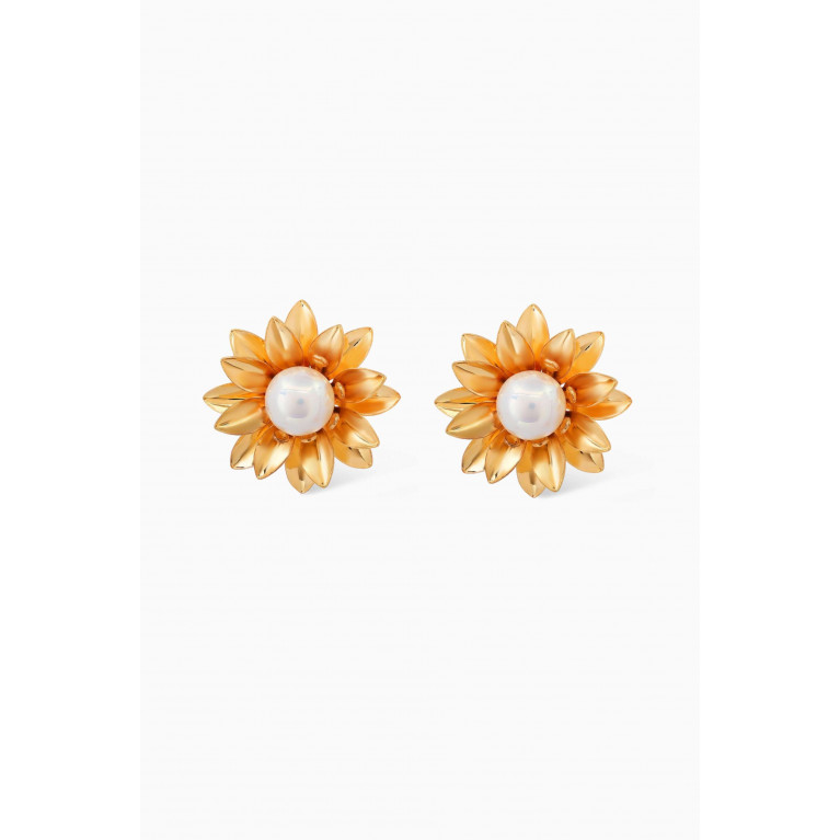 Tai Jewelry - Sunflower Stud Earrings in Gold-plated Brass