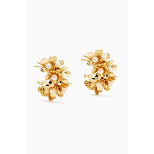 Tai Jewelry - Floral Pearl Hoops in Gold-plated Brass