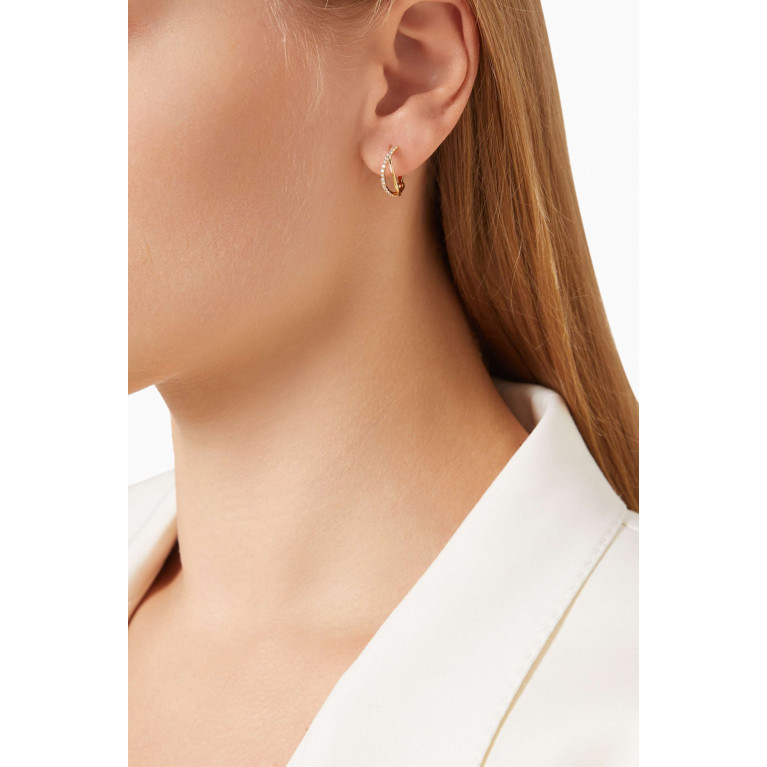 Tai Jewelry - Crossover Pavé Crystal Hoops in Gold-plated Brass