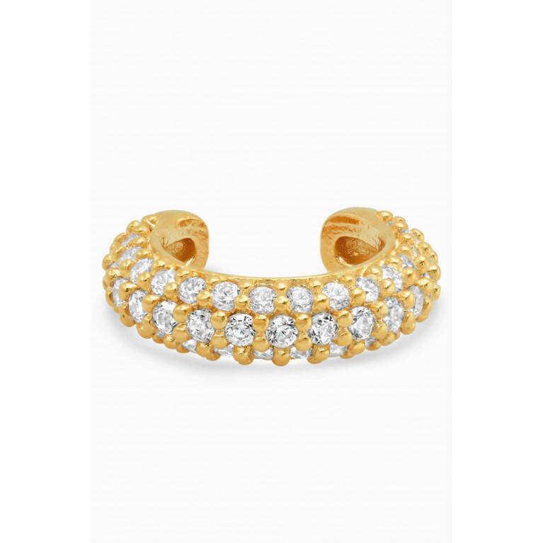Tai Jewelry - Pavé Crystal Single Ear Cuff in Gold-plated Brass