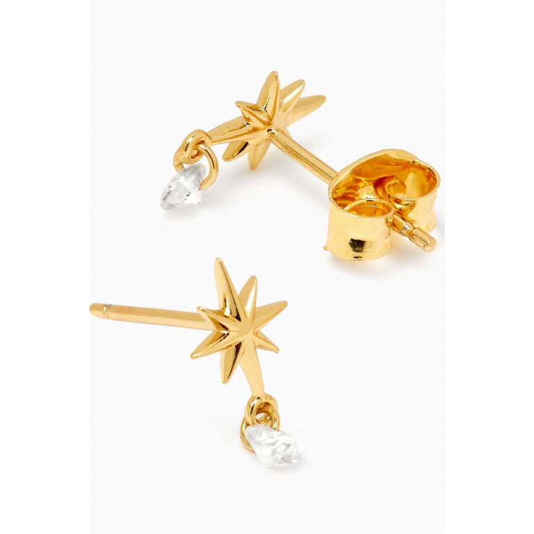 Tai Jewelry - Starbust Crystal Drop Earrings in Gold-plated Brass