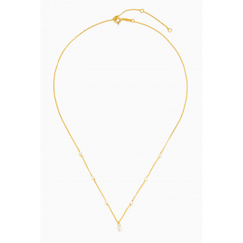 Tai Jewelry - Pearl & Floating Crystal Necklace in Gold-vermeil