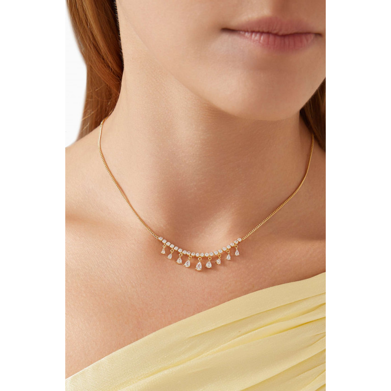 Tai Jewelry - Dangling Crystal Necklace in Gold-plated Brass