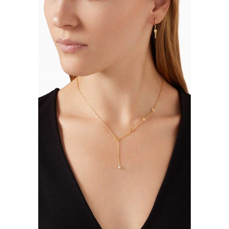 Tai Jewelry - Love Crystal Y-chain Necklace in Gold-plated Brass