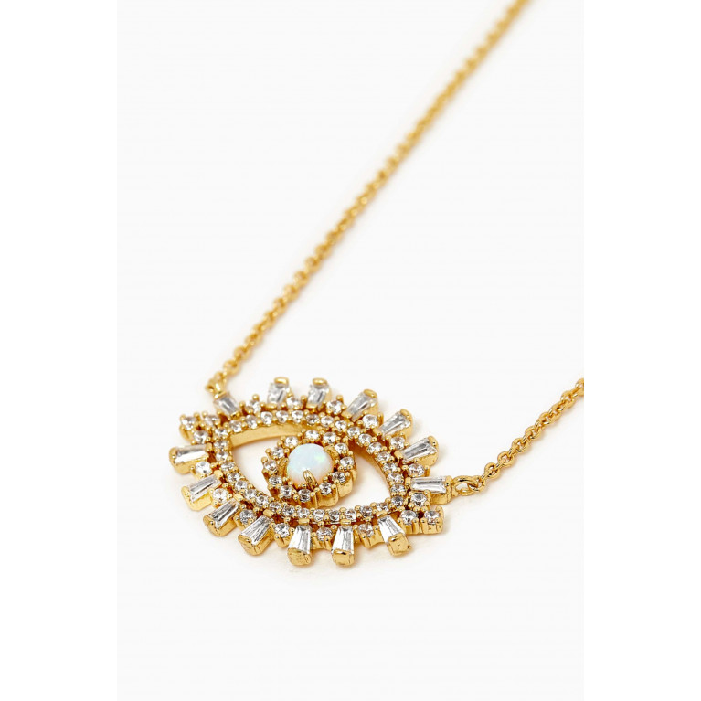 Tai Jewelry - Evil Eye Crystal & Opal Necklace in Gold-plated Brass