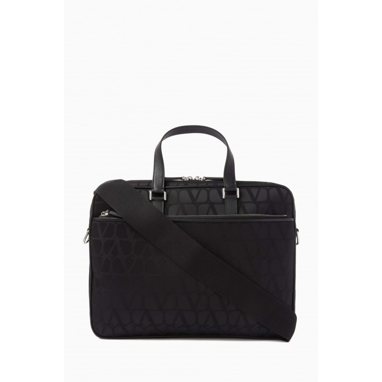 Valentino Garavani - Double Handle VLOGO Briefcase in Technical Fabric and Leather