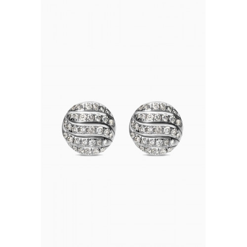 David Yurman - Sculpted Cable Diamond Stud Earrings in Sterling Silver