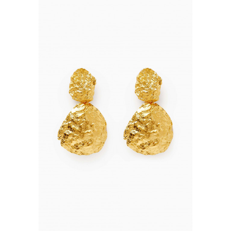 Lynyer - Thalassa Shell Drop Earrings in 24kt Gold-plated Brass