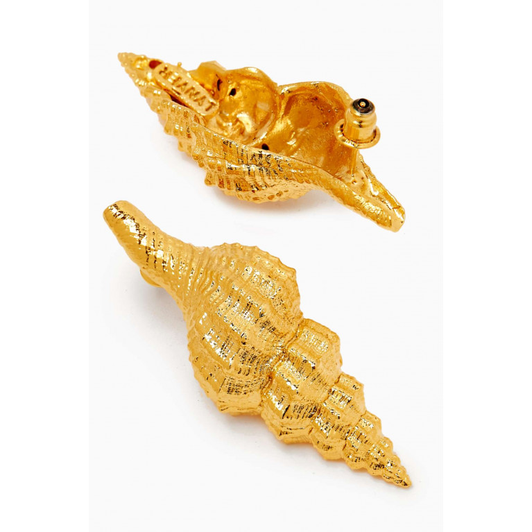 Lynyer - Thalassa Spiral Shell Earrings in 24kt Gold-plated Brass