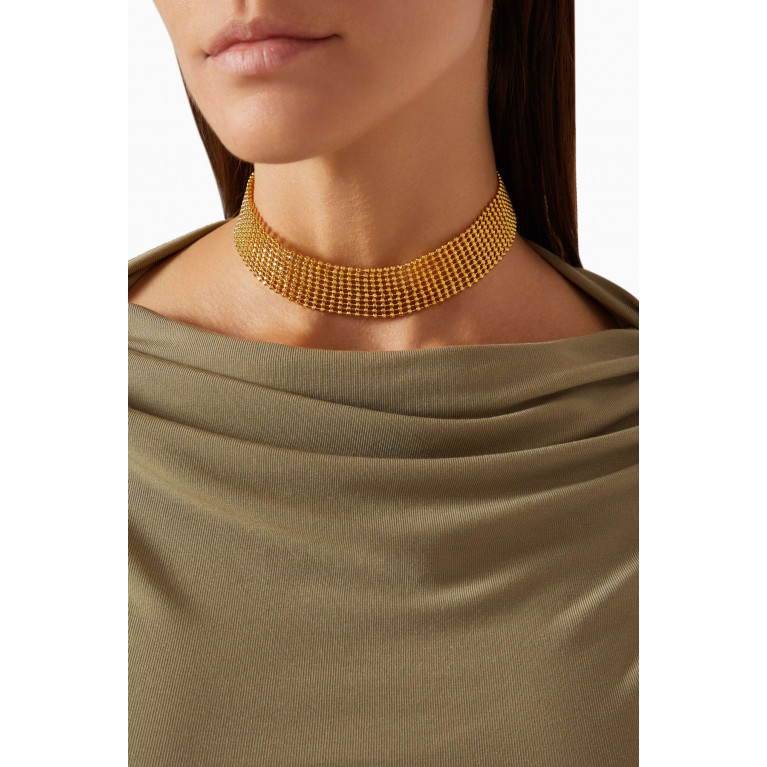 Lynyer - Power Choker Necklace in 24kt Gold-plated Brass