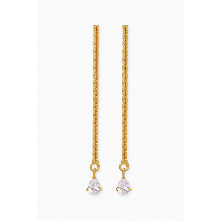 Lynyer - Nubia Box Chain Earrings in 24kt Gold-plated Brass