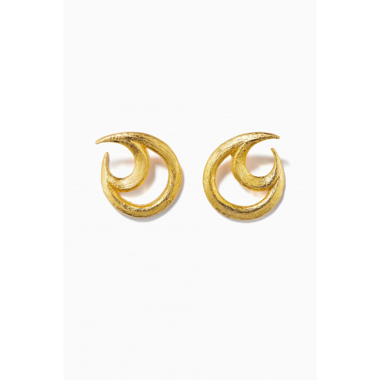 Lynyer - Botanical Whisper Crescent Earrings in 24kt Gold-plated Brass