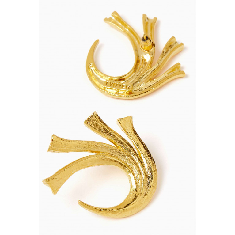 Lynyer - Botanical Vine Earrings in 24kt Gold-plated Brass