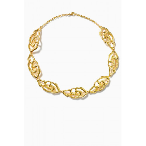Lynyer - Botanical Whisper Abstract Necklace in 24kt Gold-plated Brass