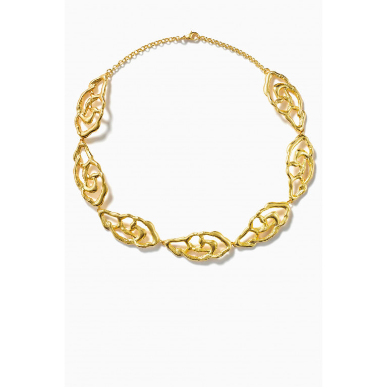 Lynyer - Botanical Whisper Abstract Necklace in 24kt Gold-plated Brass