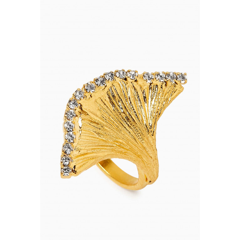Lynyer - Enchanted Flora Ring in 24kt Gold-plated Brass