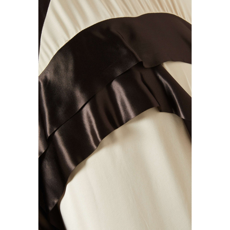BAQA - Scarf-collar Two-tone Maxi Dress in Viscose