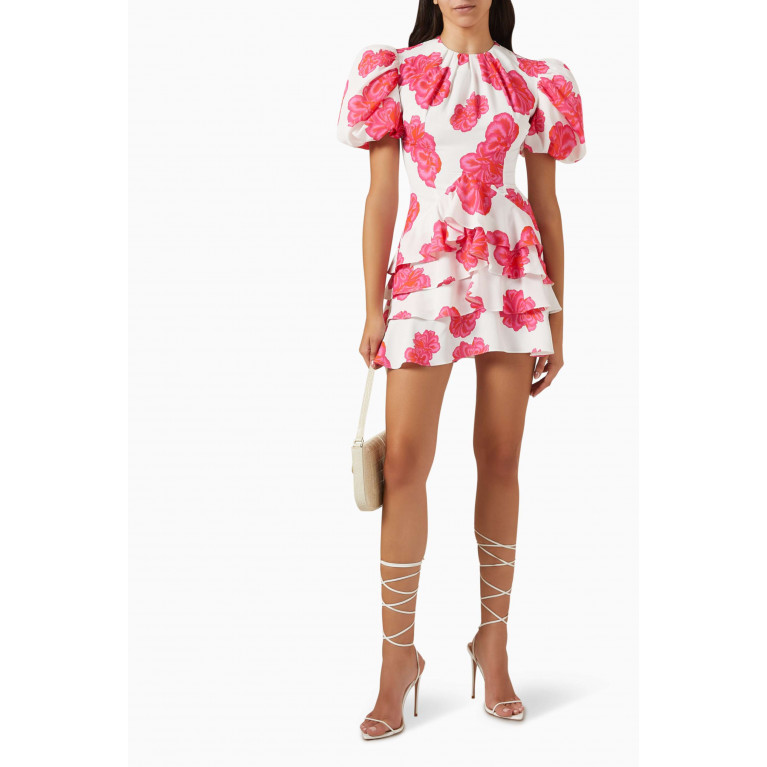 Mergim - Camellia Puff-sleeve Mini Dress in Viscose