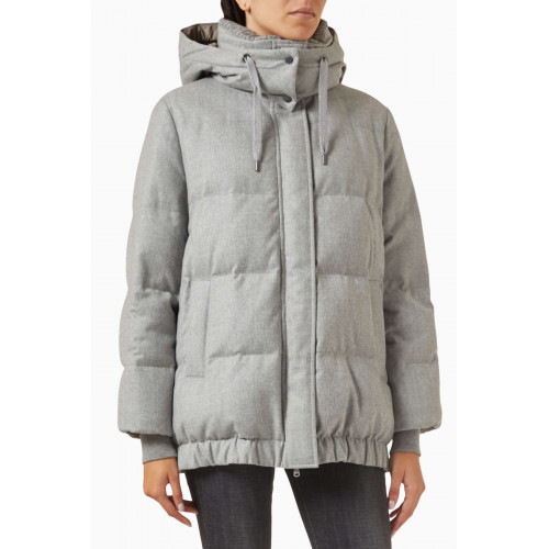 Brunello Cucinelli - Down Jacket with Detachable Hood in Wool Flannel