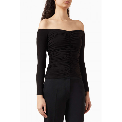 Ninety Percent - Agra Ruched Off-the-shoulders Top in Tencel Black