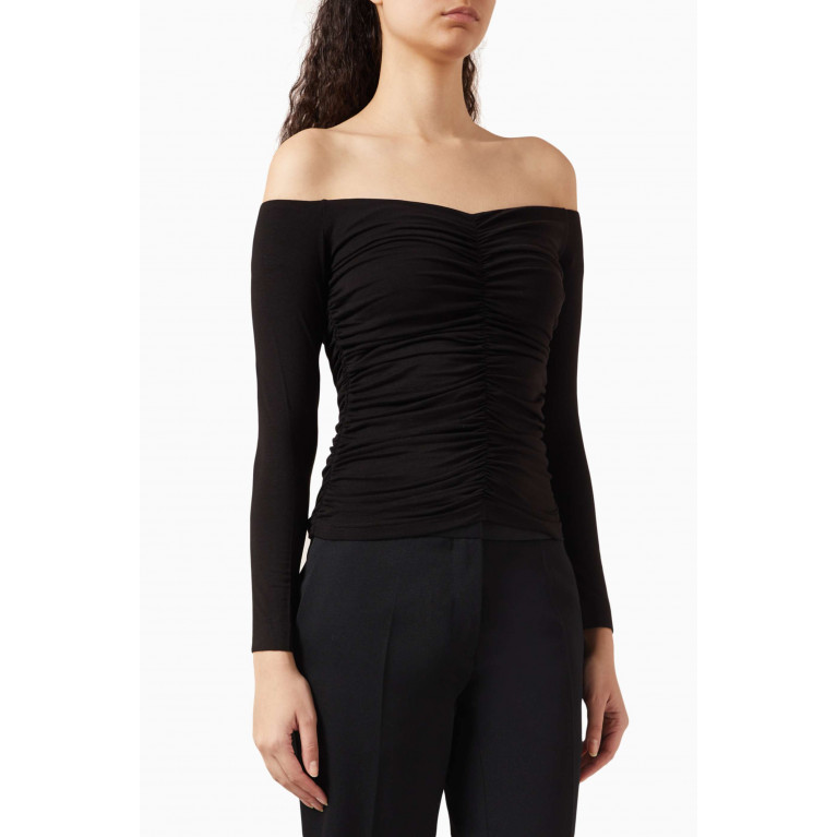 Ninety Percent - Agra Ruched Off-the-shoulders Top in Tencel Black