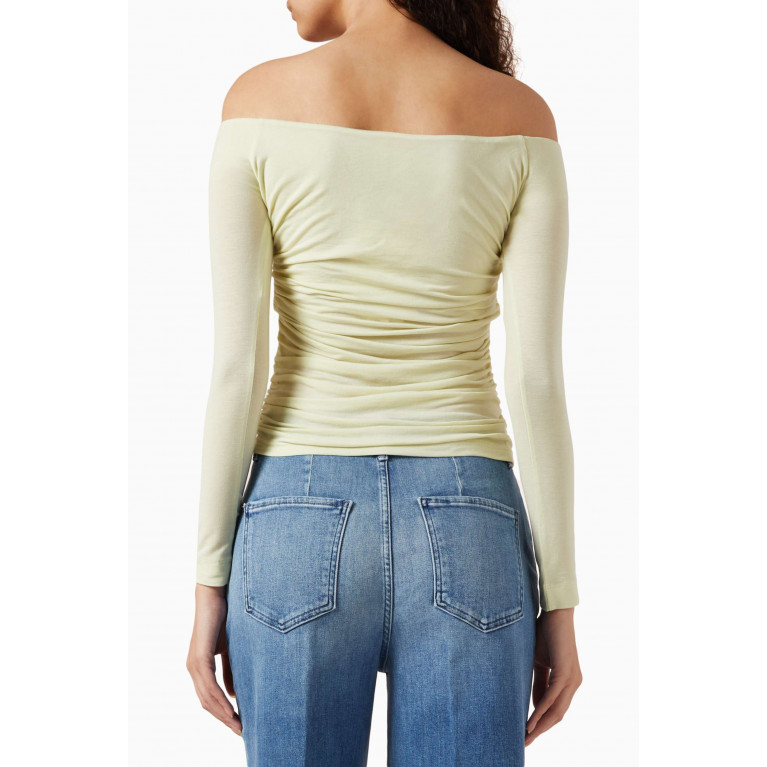 Ninety Percent - Agra Ruched Off-the-shoulders Top in Tencel Green