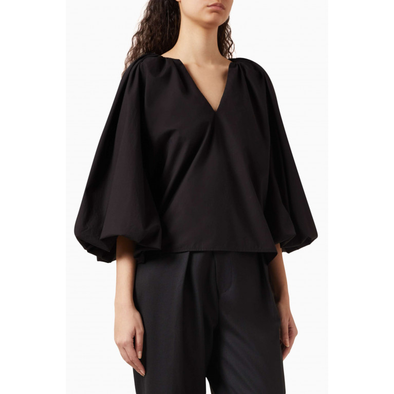 Ninety Percent - Ovand Puff-sleeve Blouse in Organic Cotton