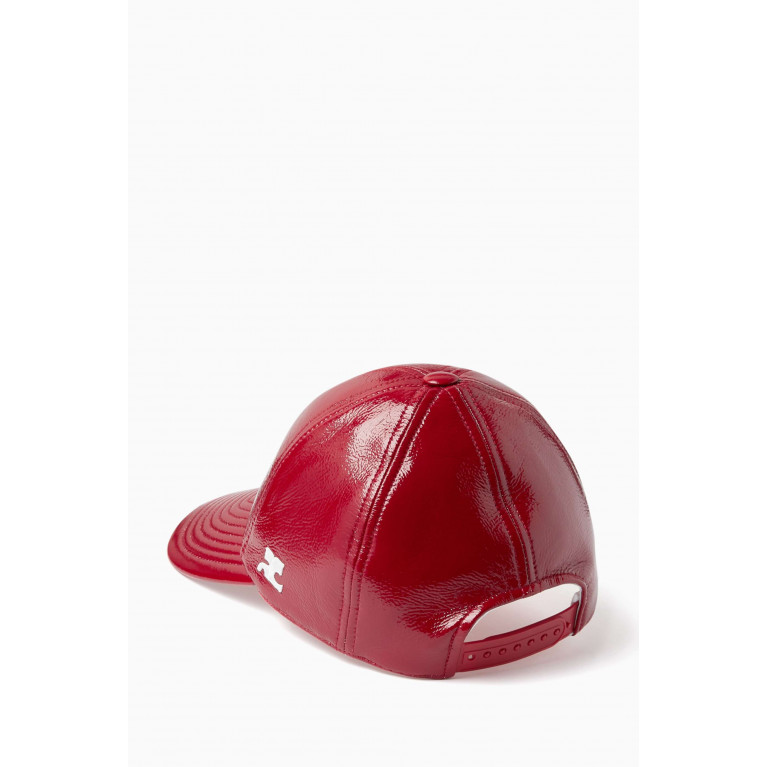 Courreges - Logo Patch Baseball Cap in Vinyl-cotton Red