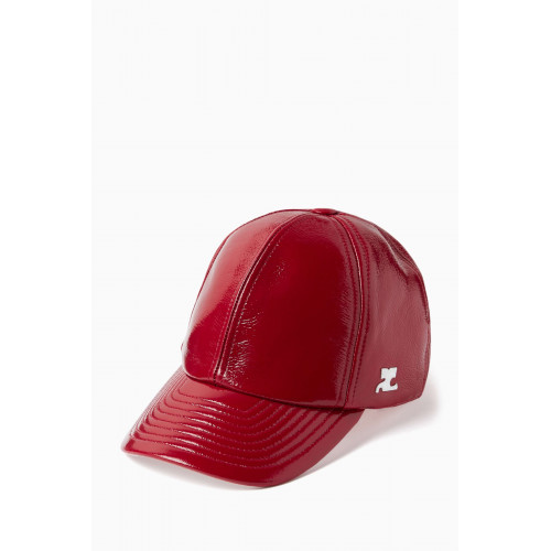 Courreges - Logo Patch Baseball Cap in Vinyl-cotton Red
