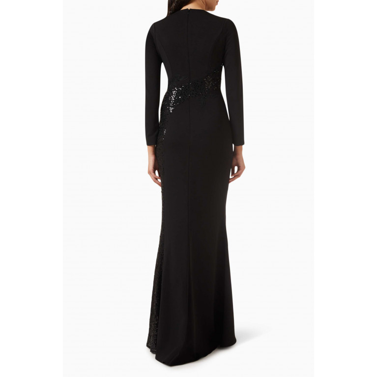 Teri Jon - Sequin-embellished Gown in Stretch Crepe