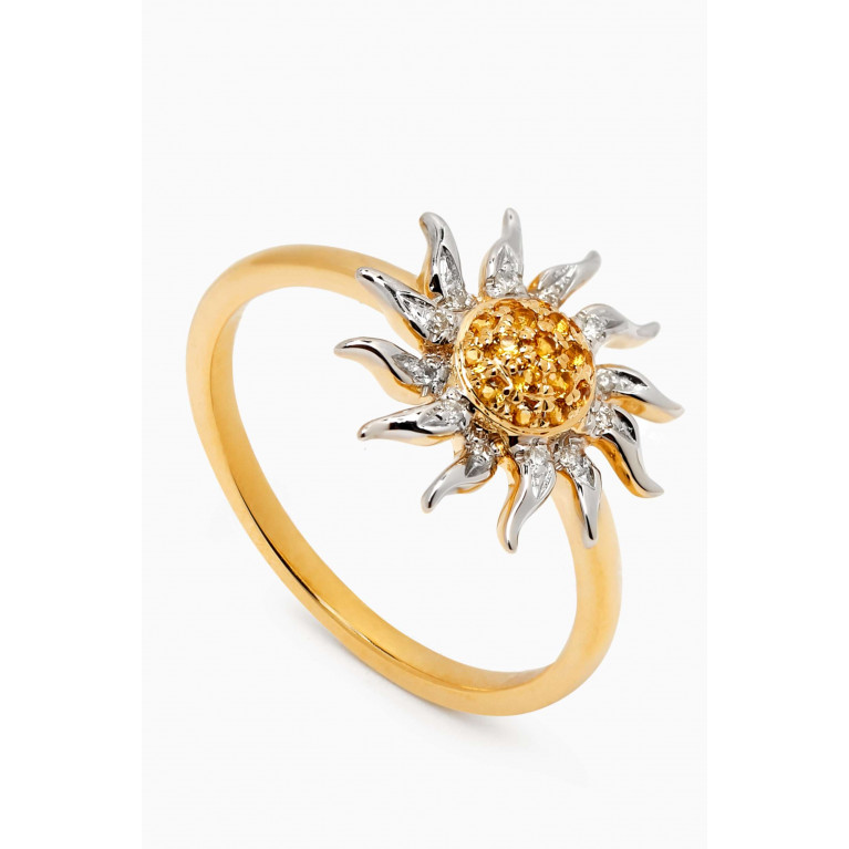 Yvonne Leon - Mini Sun Diamond & Citrine Ring in 18kt Yellow Gold