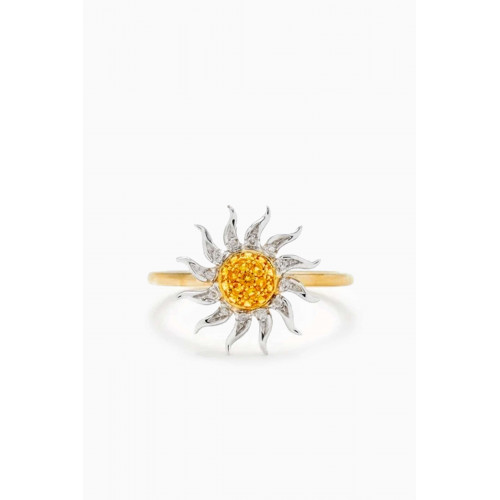 Yvonne Leon - Mini Sun Diamond & Citrine Ring in 18kt Yellow Gold