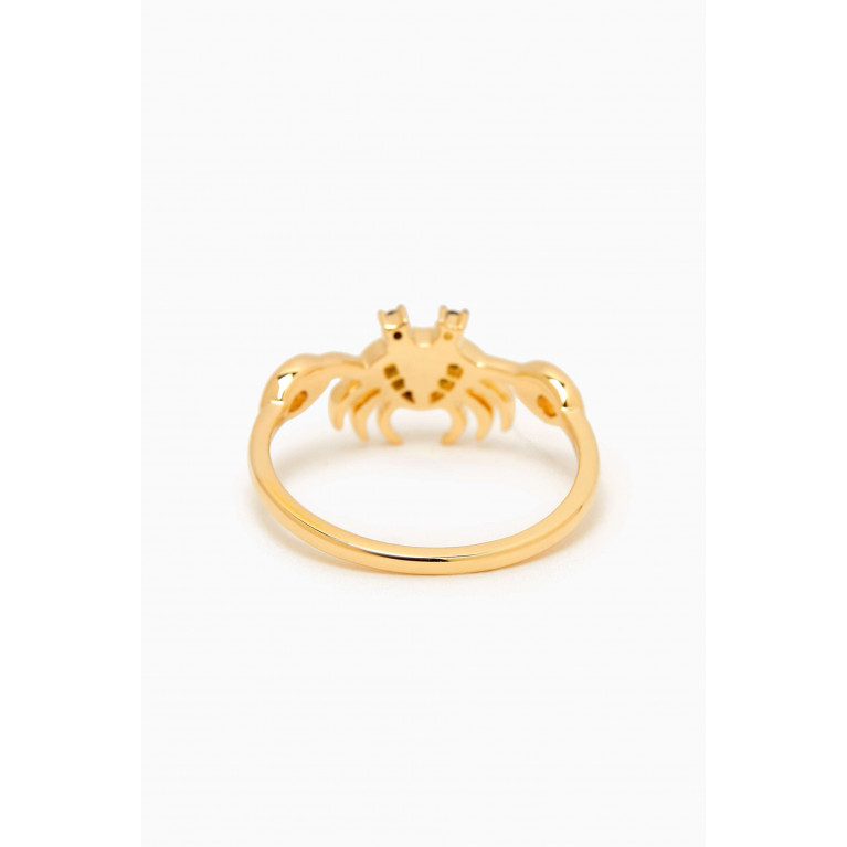 Yvonne Leon - Mini Crab Diamond & Tsavorite Ring in 9kt Yellow Gold