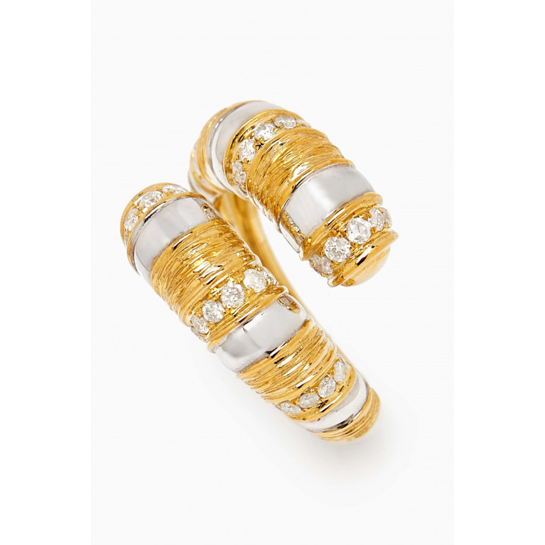 Yvonne Leon - Toi & Moi Wafer Ring in White & Yellow Gold