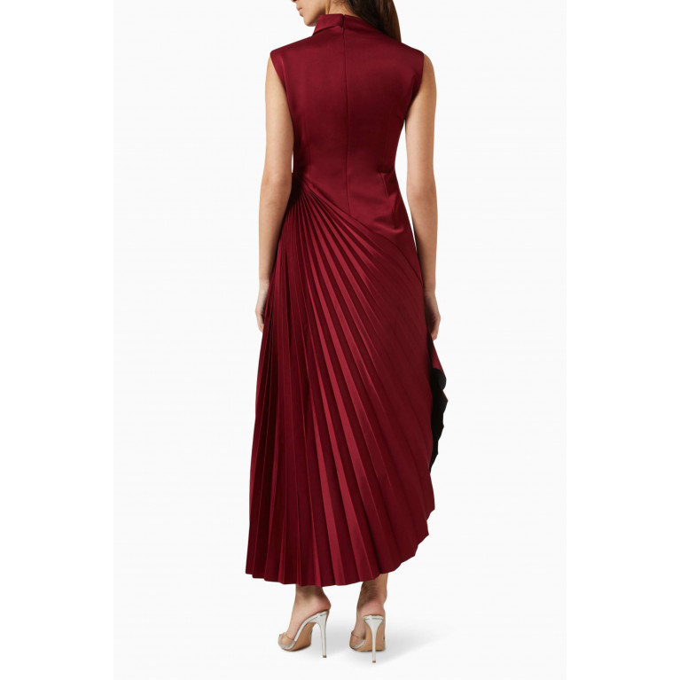 CHATS by C.Dam - Sesan Asymmetrick Pleated Dress in 3D Spandex Red