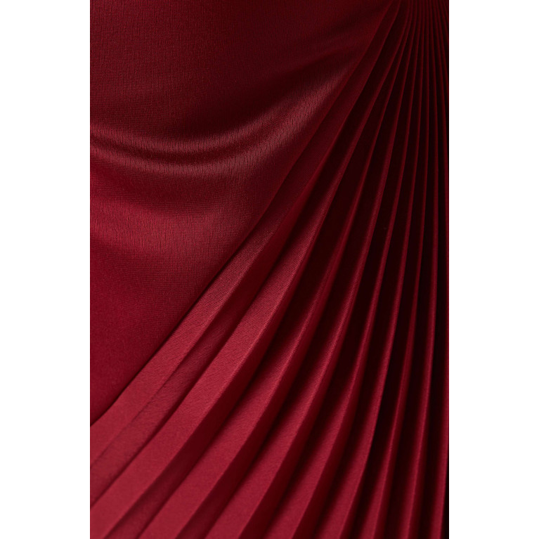 CHATS by C.Dam - Sesan Asymmetrick Pleated Dress in 3D Spandex Red