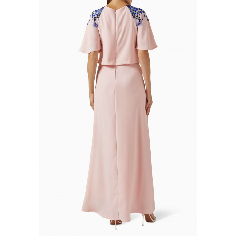Amri - Floral-print Maxi Dress in Crepe Pink