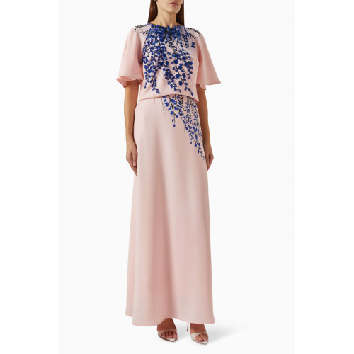 Amri - Floral-print Maxi Dress in Crepe Pink